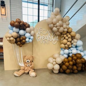 We Can Bearly Wait Sign - Adorable Teddy Bear Baby Shower Decoration Wooden Backdrop for Gender Reveal Party, Baby’s 1st Birthday, and Nursery Decor