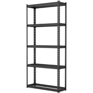 tangkula 5-tier garage storage shelves, heavy duty metal storage shelving unit, adjustable utility storage rack organizer for warehouse kitchen pantry basement, 35.5" l x 12" w x 72" h (1, black)