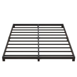 Nailsong 4 Inch Bed Frame Queen Size Low Profile, Queen Bed Frame No Box Spring Needed, Heavy Duty Metal, Easy Assembly, Black