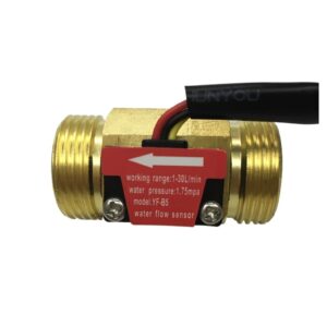 KJOET Garden Hose Watering Meter YF-B5 3/4"" Brass Water Flow Sensor Meter Magnetic Effect Pulse, DC3.5V-24V