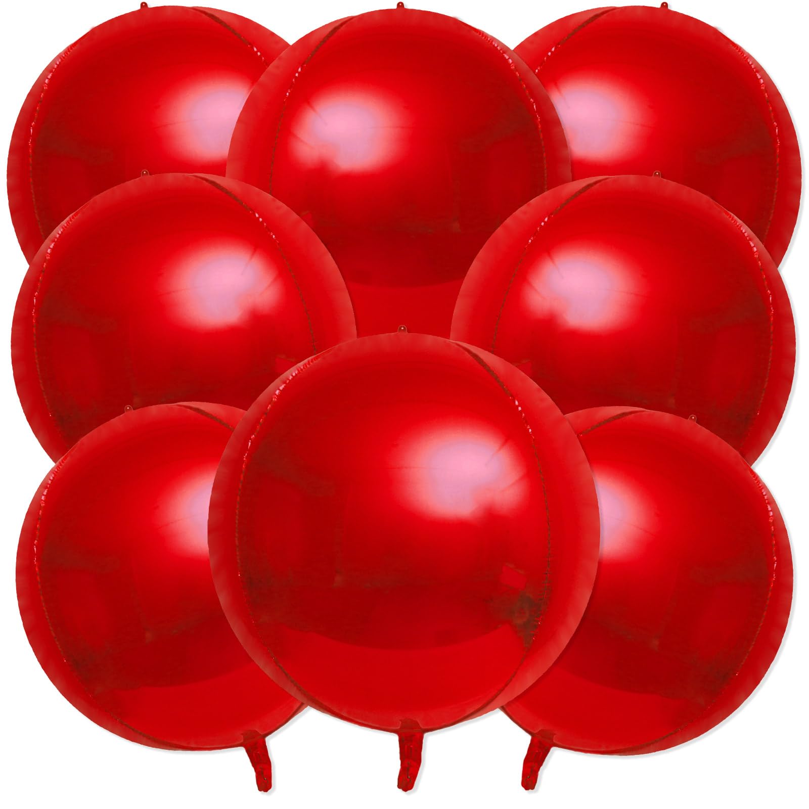 8 Pcs Red Balloons, 22 Inch Large 4D Sphere Chrome Foil Mylar Balloons for Birthday Party Decorations Bachelorette Christmas Graduation Baby Shower Wedding Engagement Bridal Shower Party Supplies