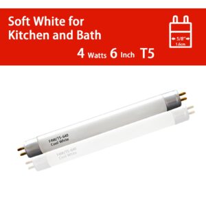 6'' F4T5/CW Under Cabinet Bulb,T5 4W Cool White Linear Fluorescent Tube,Replacement Bulb for GE,Eiko 15501, Sylvania 20416,Sunlite 05040, Rayovac,Coleman Lantern Bulb,G5 Bi-Pin Base,4100K (4PACK)