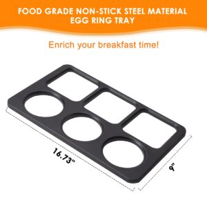 SafBbcue 6PCS Griddle Egg Ring Tray- Non Stick Egg Ring Molds,Food Grade Pancake Rings Round and Square Molds Ideal for Cooking Perfectly Shaped Eggs, Pancakes