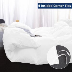 5 Piece Button Closure Duvet Cover Set with White Buttons, Soft & Easy Care Bedding Comforter Cover with Ties (Full/Queen Size White Color) 100% Egyptian Cotton 1000 TC