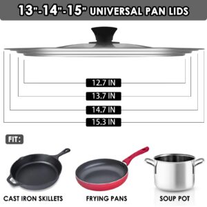 Universal Lid for Pots and Pans, Fits 13", 14" & 15" Diameter Cookware, Replacement Stainless Steel Skillets lids, Heat Resistant Frying Pan lid, Dishwasher Safe