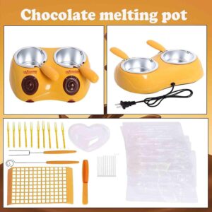 Candy Chocolate Melting Pot for Melting Chocolate, Butter, Cheese, Candy Candle with Tool Mold Handmade DIY Making Electric Melting Pot Chocolate Melting Warming Fondue Set Yellow