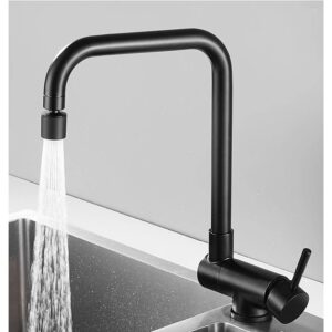 Folding Kitchen Faucets Folding Kitchen Faucet with Inner Opening Window Hot and Cold Rotating Stainless Steel Kitchen Faucet Suitable for Kitchen Sink-Black-B (Color : Black-a)