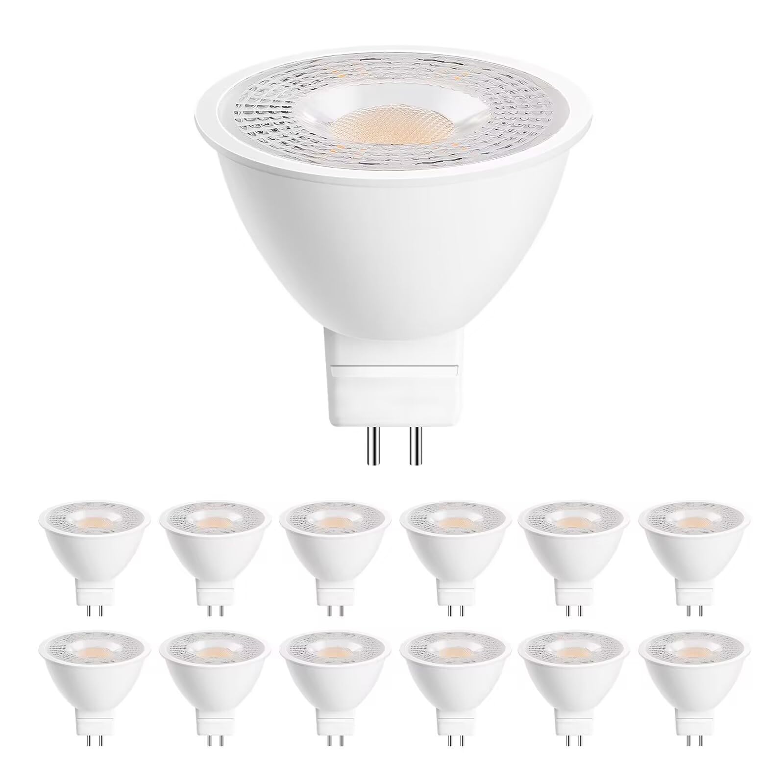 12 Pack MR16 GU5.3 LED Bulb 50W Halogen Equivalent, 5W 3000K Soft White, 450 Lumens, 38 Degree Spot Lighting for Indoor/Outdoor Flood Track Recessed Lighting Not Dimmable AC/DC 12V 24V