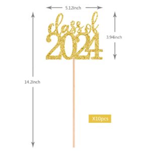 ALISSAR 10 Pack Double Sided Gold Class of 2024 Graduation Party Centerpiece Sticks, Table Toppers for 2024 Graduation Party Decoration Party Supplies(Gold) (gold)