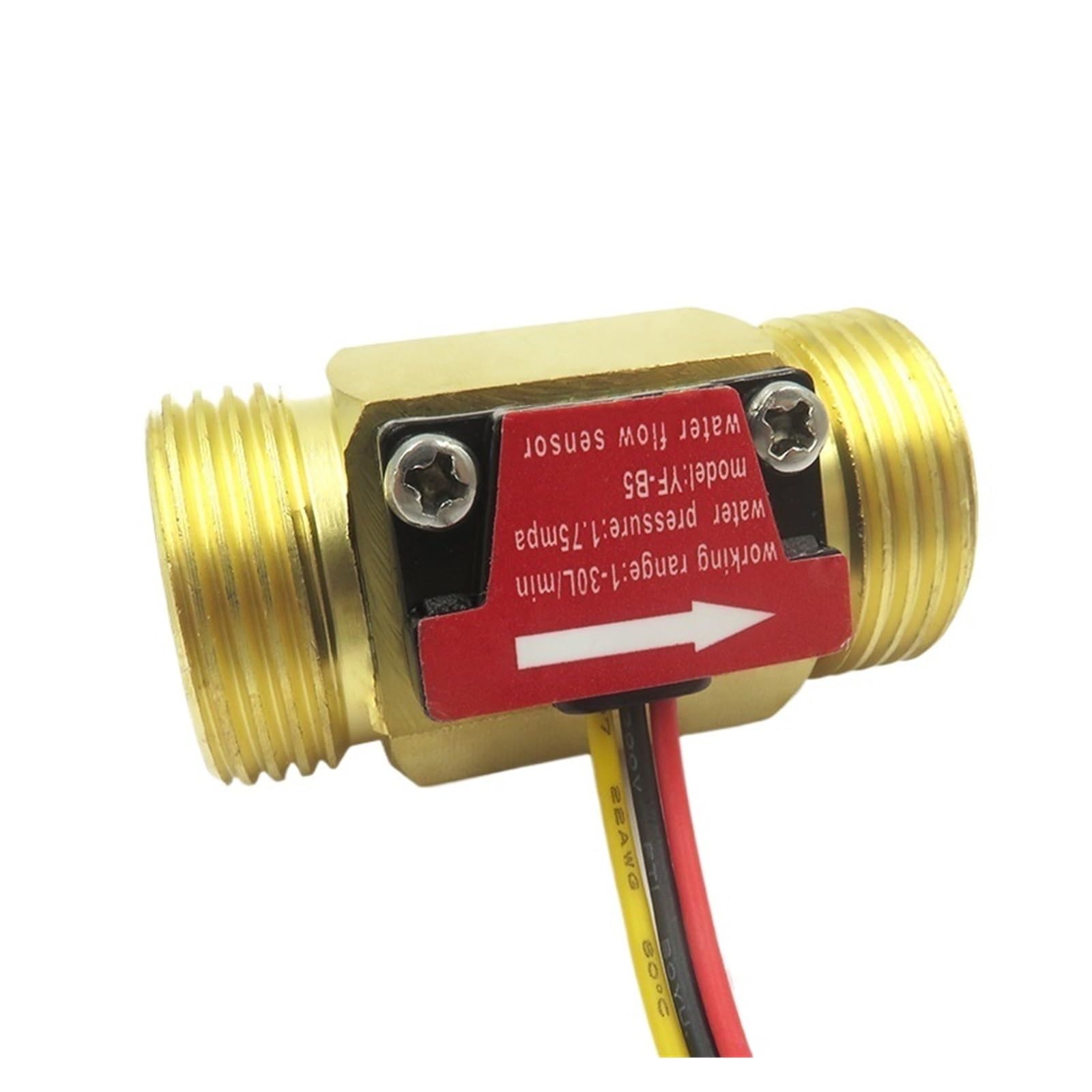 KJOET Garden Hose Watering Meter YF-B5 3/4"" Brass Water Flow Sensor Meter Magnetic Effect Pulse, DC3.5V-24V