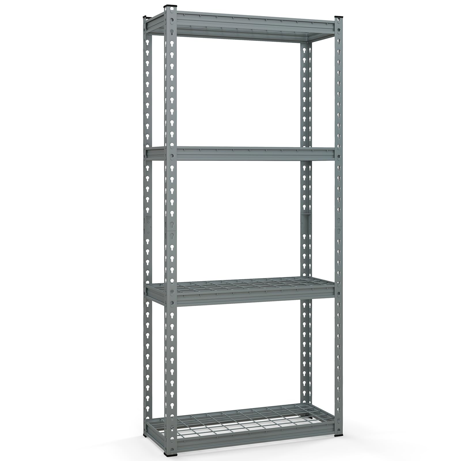 Goplus 4-Tier Metal Shelving Unit, Heavy Duty Wire Storage Rack with Anti-Slip Foot Pads, Height Adjustable Shelves for Warehouse, Kitchen, Living Room, Garage, 12" D x 27.5" W x 60" H