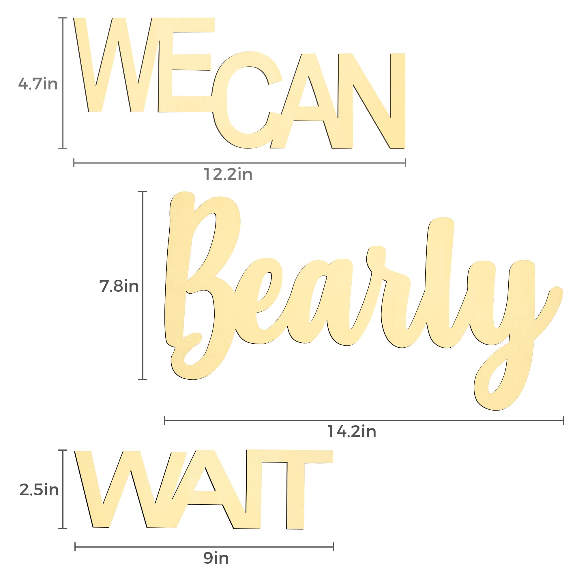 We Can Bearly Wait Sign - Adorable Teddy Bear Baby Shower Decoration Wooden Backdrop for Gender Reveal Party, Baby’s 1st Birthday, and Nursery Decor