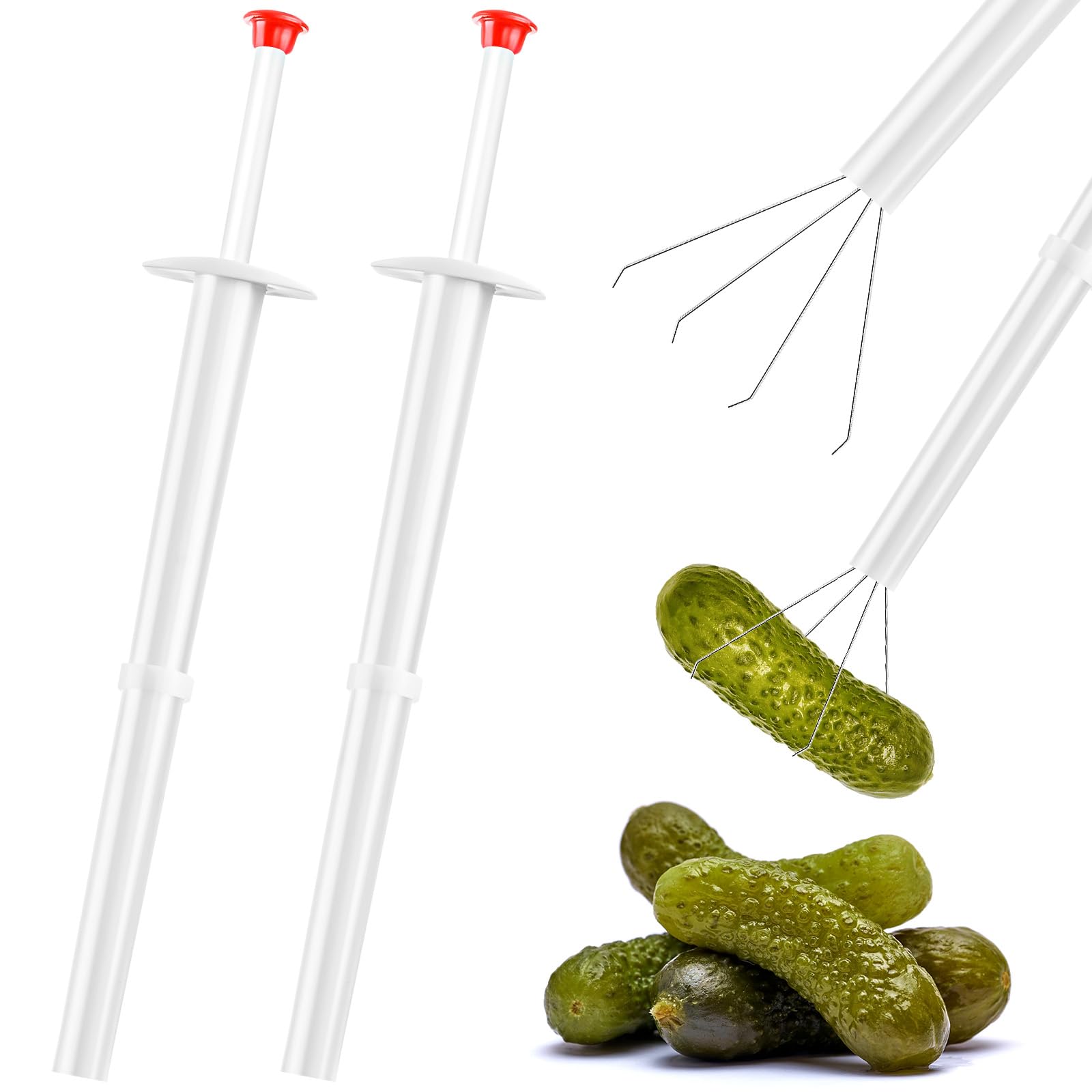 2Pcs Pickle Grabber Tool, Stainless Steel Pickle Picker Grabber, Pickle Pincher Tool for Kitchen Food Olive Pepper