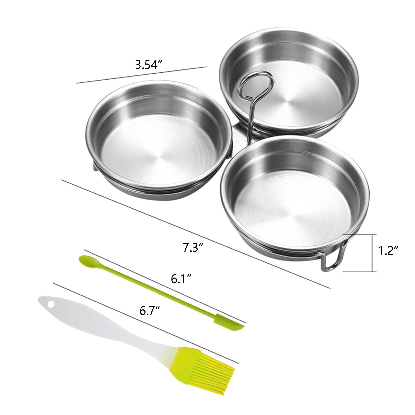 Stainless Steel Egg Poacher, 3 Poached Egg Cooker Cups Nonstick Poached Egg Pan Boiled Eggs Maker Egg Poacher Pan Cups Round Poached Egg Pan with Oil Brush and Spoon for Breakfast Boiled eggs