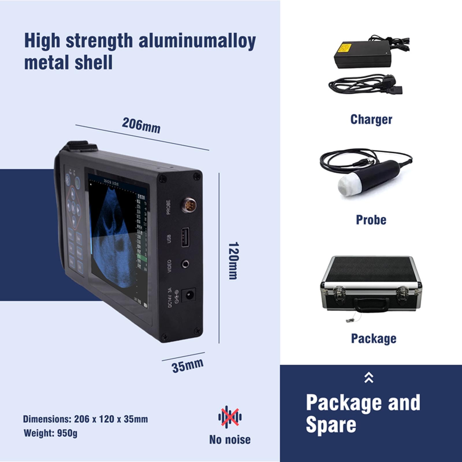 Portable Ultrasound Machine for Pregnancy, Easy to Use Handheld Ultrasound Scanner with 3.5 MHz Probe for Pigs, Sows, Goats and Sheep Pregnancies