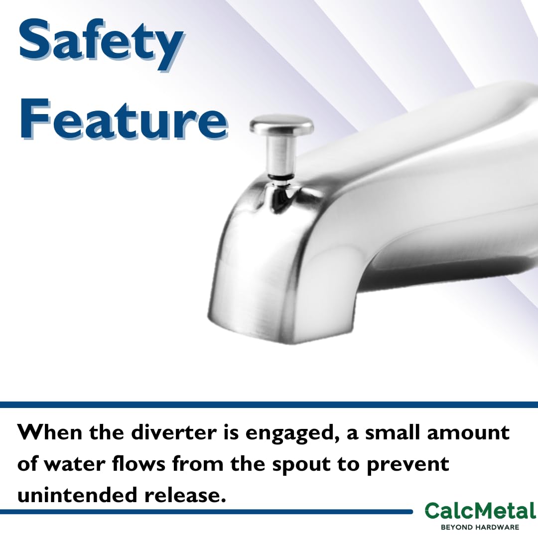 CalcMetal Top Diverter Tub Spout with 4 in 1 Adapter, Universal fit 1/2" Copper Slip, 1/2" Iron Pipe(Long and Short stub Out), and 3/4" Iron Pipe Connections, Easy Installation, Plated Chrome