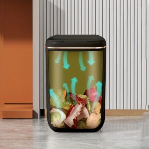 DEKMILE Modern Design Touchless Trash Can with Soft-Close Lid for Kitchen Bathroom Office Bedroom Motion Sensor Smart Plastic Food Waste Bin Grey 6.3 Gallon