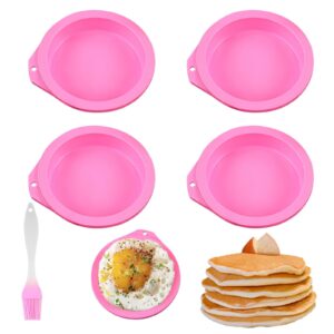 4 pcs air fryer egg molds, round air fryer egg bites silicone mold 4 inch silicone egg molds non-stick silicone egg pan mini pancake mold for cake muffin top, air fryer accessories