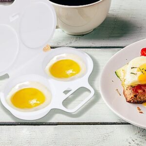 Egg Poacher, 2 Cavity Nonstick Poached Egg Maker with Lid Poached Egg Maker Microwave Eggs Round Poached Eggs Egg Maker Easy to Use Breakfast Egg Cookware EggsSteamer for Home Breakfast