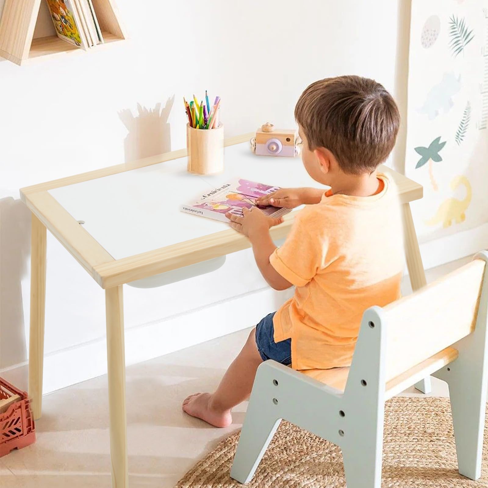 Sensory Table for Toddlers 1-3, Kids Table with 3 Storage Bins Writable Lids, Sensory Activity Table, Play Sand Table for Indoor Outdoor