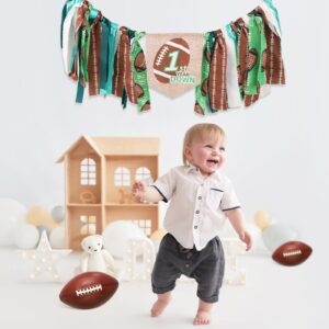 Football One High Chair Banner, First Year Birthday HighChair Decor Football 1st High Chair Banner Sports High Chair Banner Football Party Photo Prop for Baby Shower Birthday Gift