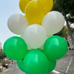 JODIDI 100 Pcs 12 Inch Latex Balloons in Green, White and Yellow, Perfect for Spring, Children's Birthday, Summer, Graduation, St. Patrick's Day， Wedding and Baby Shower Party Balloons Decorations