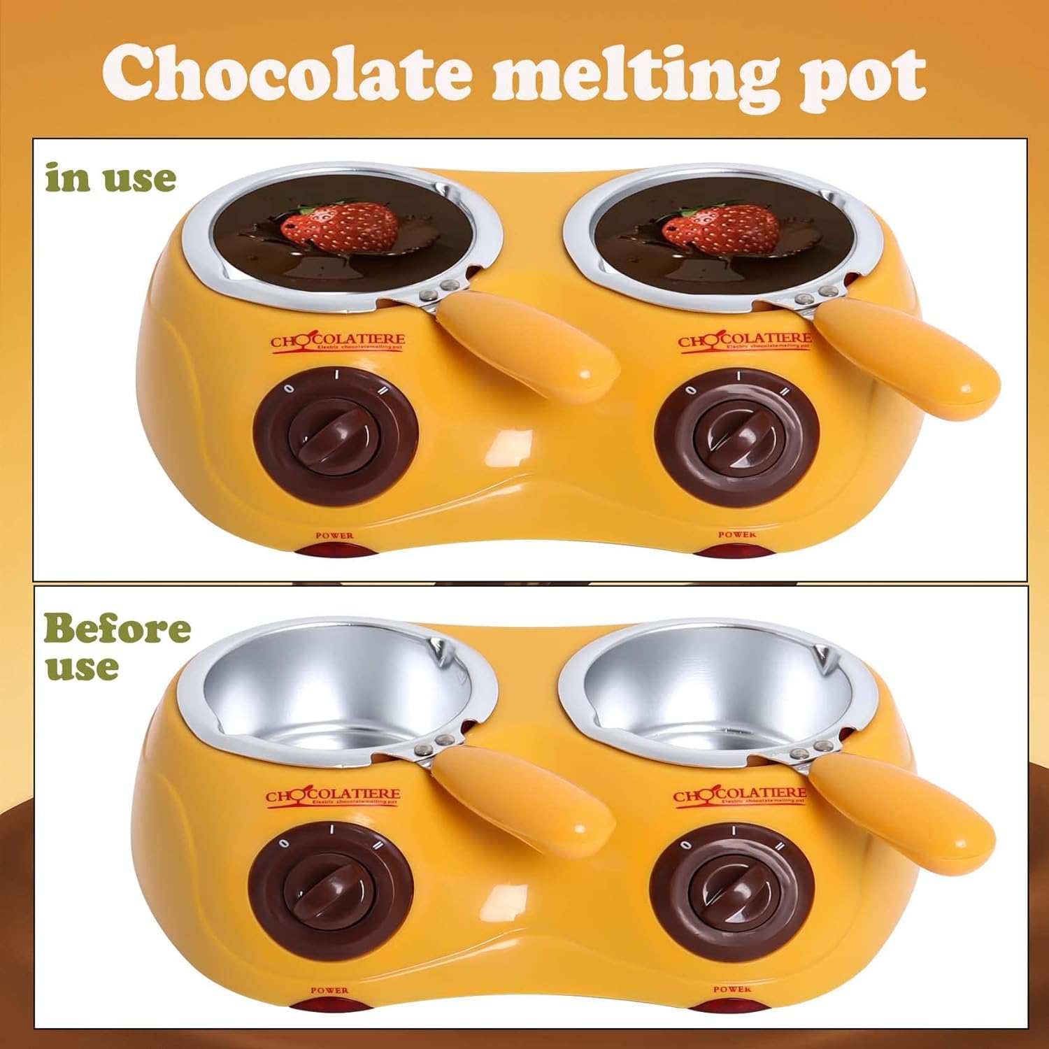 Candy Chocolate Melting Pot for Melting Chocolate, Butter, Cheese, Candy Candle with Tool Mold Handmade DIY Making Electric Melting Pot Chocolate Melting Warming Fondue Set Yellow