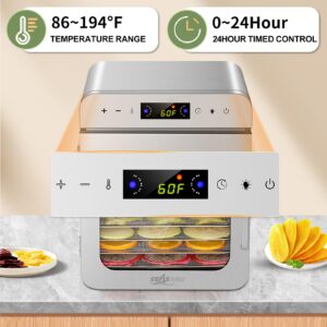 SEASAND Food Dehydrator Machine | 10 Stainless Steel Trays, Ozone Deodorization, Independently Control Temperature And Time, Rear-Mounted Fan, 24 Hours Timer - Max Temperature 194℉