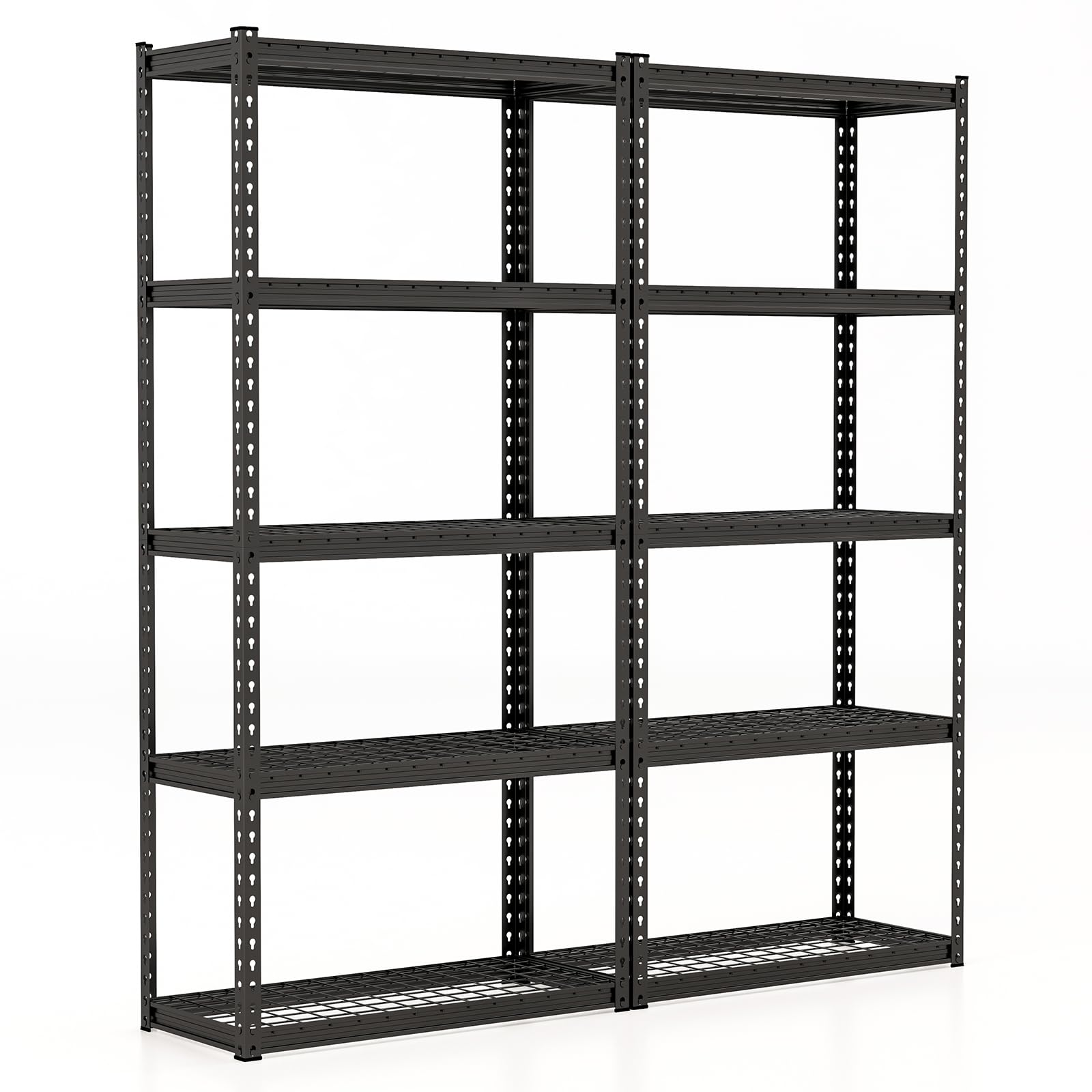 Giantex 2Pcs 5-Tier Storage Shelves, 35.5" x 15.5" x 72" Height Adjustable Metal Storage Utility Rack Shelf with Anti-tipping Device, Heavy Duty Garage Shelving for Warehouse, Basement, Kitchen, Black