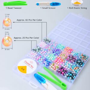 HINSOCHA Bead Bracelet Kit - 1020 Pcs Gradient Colorful Beads Bulk (6mm+8mm) for Bracelet Making, DIY Crafts