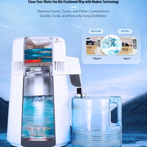 CO-Z 1.1 Gallon Water Distiller, 750W Countertop Home 4L Distilled Clean Water Maker Office Countertop Distiller Water Making Machine, Distill Distilling Water Purifier Distillers