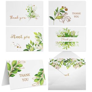 yowmins thank you cards with envelopes, spring cards, wildflower thank you cards notes, for wedding, birthday, bridal shower, ivory, 6 x 4 inch, set of 48