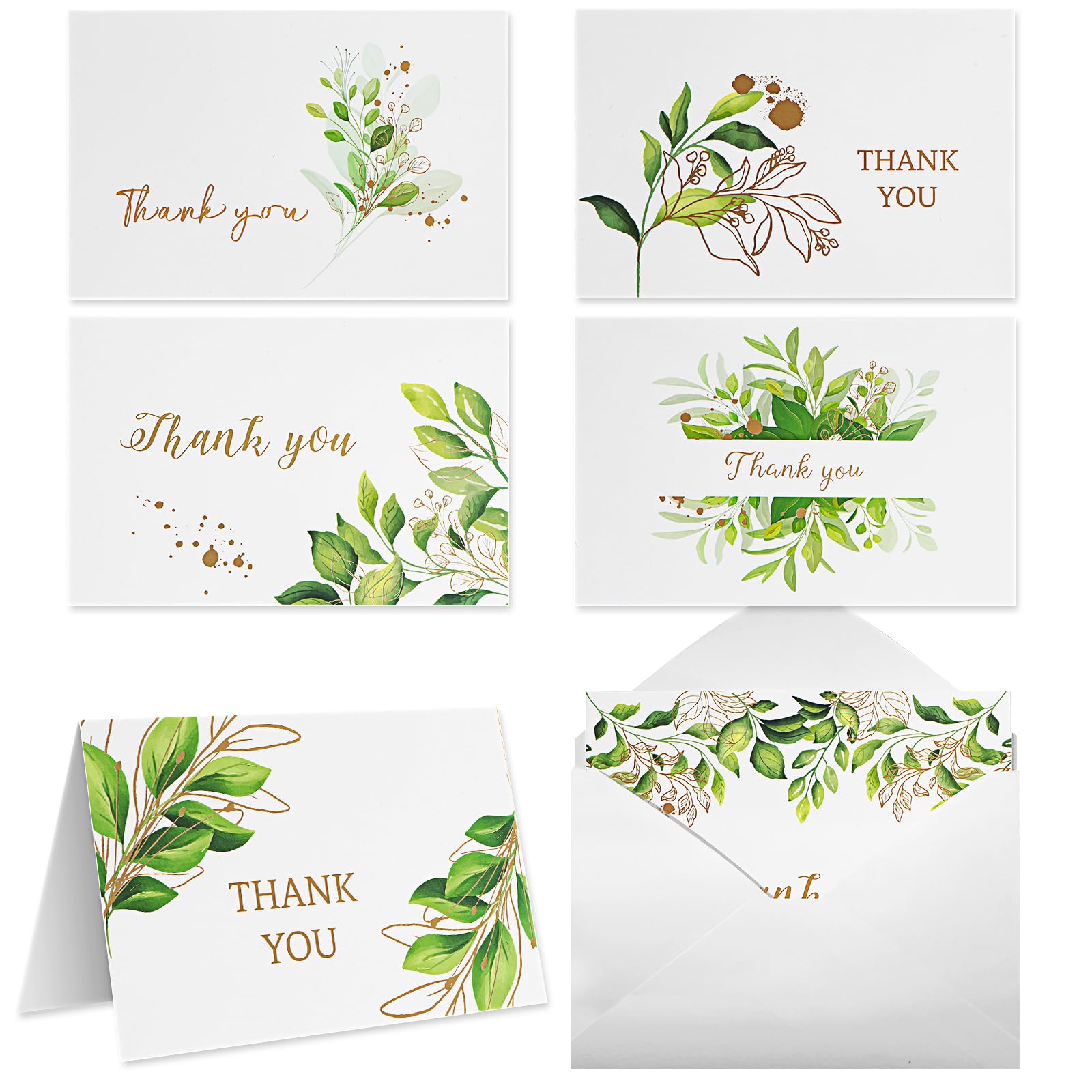 Yowmins Thank You Cards With Envelopes, Spring Cards, Wildflower Thank You Cards Notes, for Wedding, Birthday, Bridal Shower, Ivory, 6 x 4 Inch, Set of 48