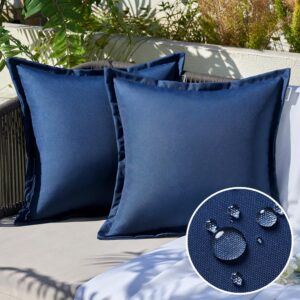 pack of 2 dark blue outdoor pillows waterproof 18x18 inch decorative solid broadside square throw pillow covers outside pillowcase for patio furniture sunbrella outdoor pillows for balcony decor