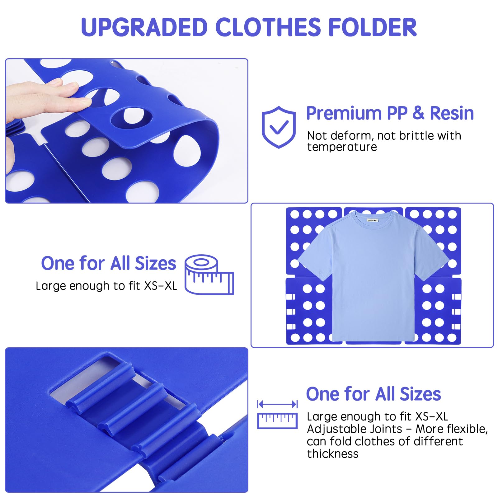 T Shirt Folder T Shirt Folding Board T Shirt Clothes Folder Laundry Organizer Durable Tool Plastic Easy and Fast Folding Board for Kid Children and Adult Plastic Folding Helper Blue