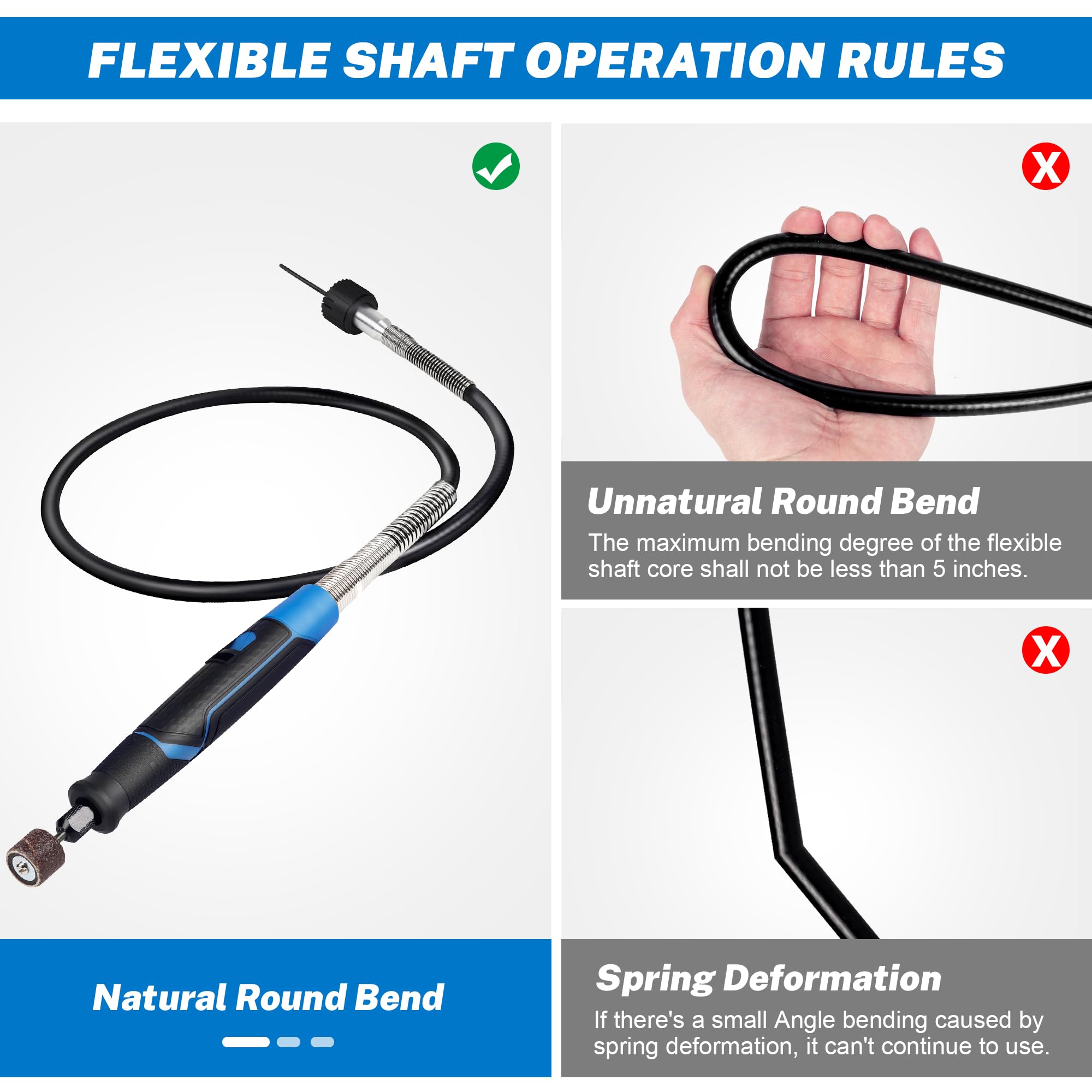 SALIGTEKH Flexible shaft Rotary Tool Attachment, Keyless Chuck 1/32” (0.8mm) to 1/8” (3.2mm),36” Long Cable, Flexible Flex Shaft with DIY for Engraving Tool, Polishing, Cleaning, Drilling