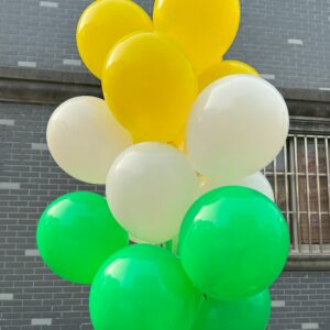 JODIDI 100 Pcs 12 Inch Latex Balloons in Green, White and Yellow, Perfect for Spring, Children's Birthday, Summer, Graduation, St. Patrick's Day， Wedding and Baby Shower Party Balloons Decorations