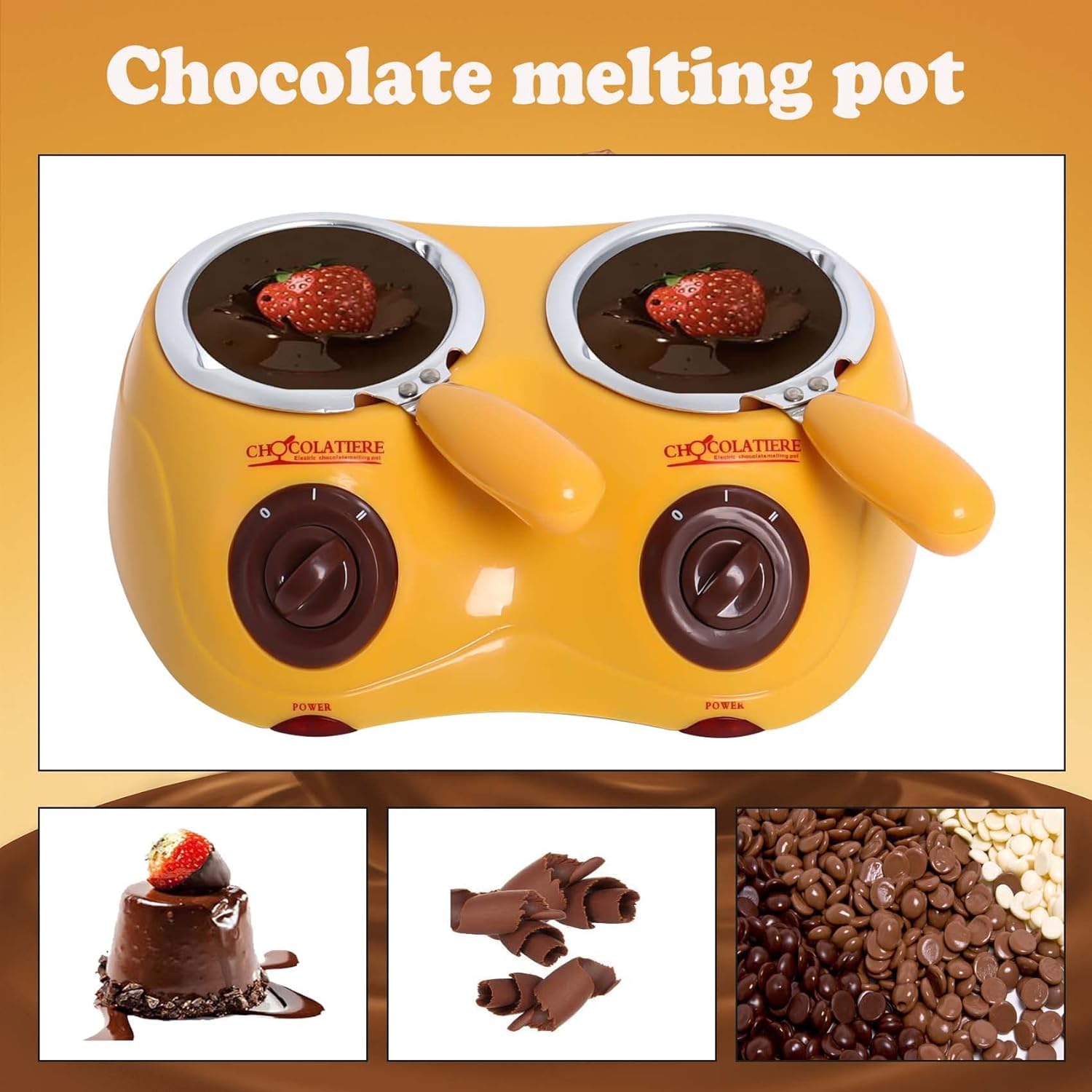 Candy Chocolate Melting Pot for Melting Chocolate, Butter, Cheese, Candy Candle with Tool Mold Handmade DIY Making Electric Melting Pot Chocolate Melting Warming Fondue Set Yellow