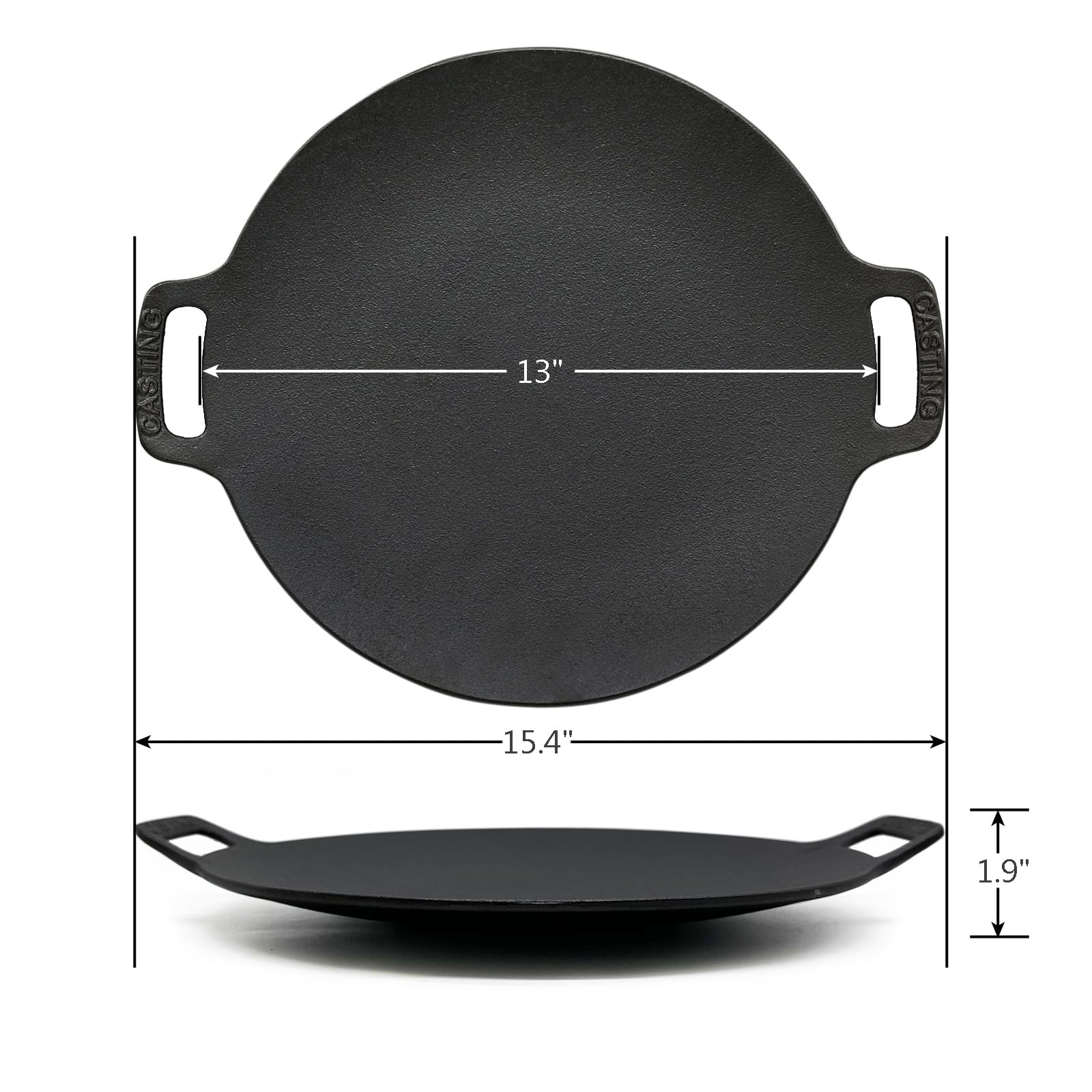 13-Inch Korean BBQ Grill Pan, Cast Iron Griddle for Indoor and Outdoor Stovetop Use