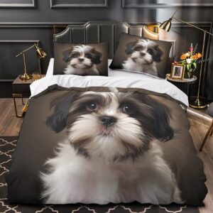 EVMILA Cute Puppy Comforter Covers Duvet Cover Quilt Cover for Boys Girls 3D Printed Dogs Bedding Set with Zipper Closure Soft Microfiber with Pillow Cases 3 Pieces Queen（228x228cm）