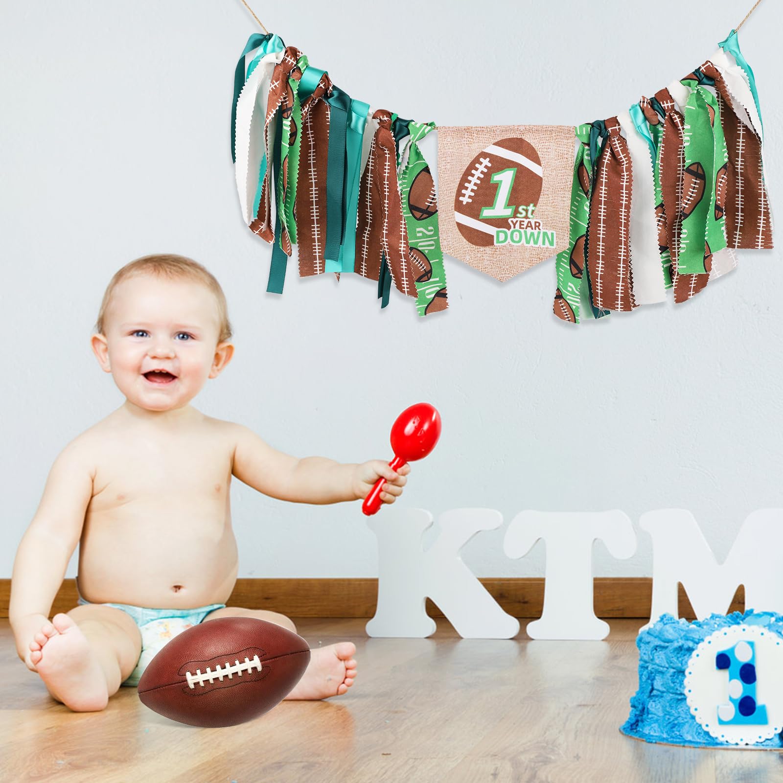 Football One High Chair Banner, First Year Birthday HighChair Decor Football 1st High Chair Banner Sports High Chair Banner Football Party Photo Prop for Baby Shower Birthday Gift