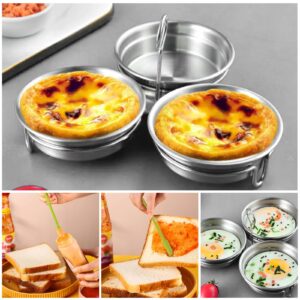 Stainless Steel Egg Poacher, 3 Poached Egg Cooker Cups Nonstick Poached Egg Pan Boiled Eggs Maker Egg Poacher Pan Cups Round Poached Egg Pan with Oil Brush and Spoon for Breakfast Boiled eggs