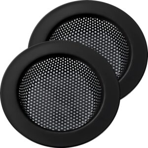 lasshswa 2 pcs matte black kitchen sink strainer stainless steel, kitchen sink drain strainer, sink strainers with large wide rim 4.5" diameter for kitchen sinks (no bump - avoid paint peeling)