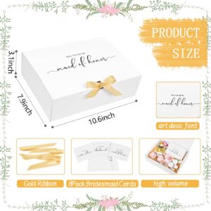 WLUSEAXI 8Pack Bridesmaid Proposal Box with Bridesmaid Cards, Bridesmaid Boxes with Ribbon, Maid Matron of Honor Proposal Box, White Boxes for Bridesmaid Proposal, Bridesmaid Proposal Gifts