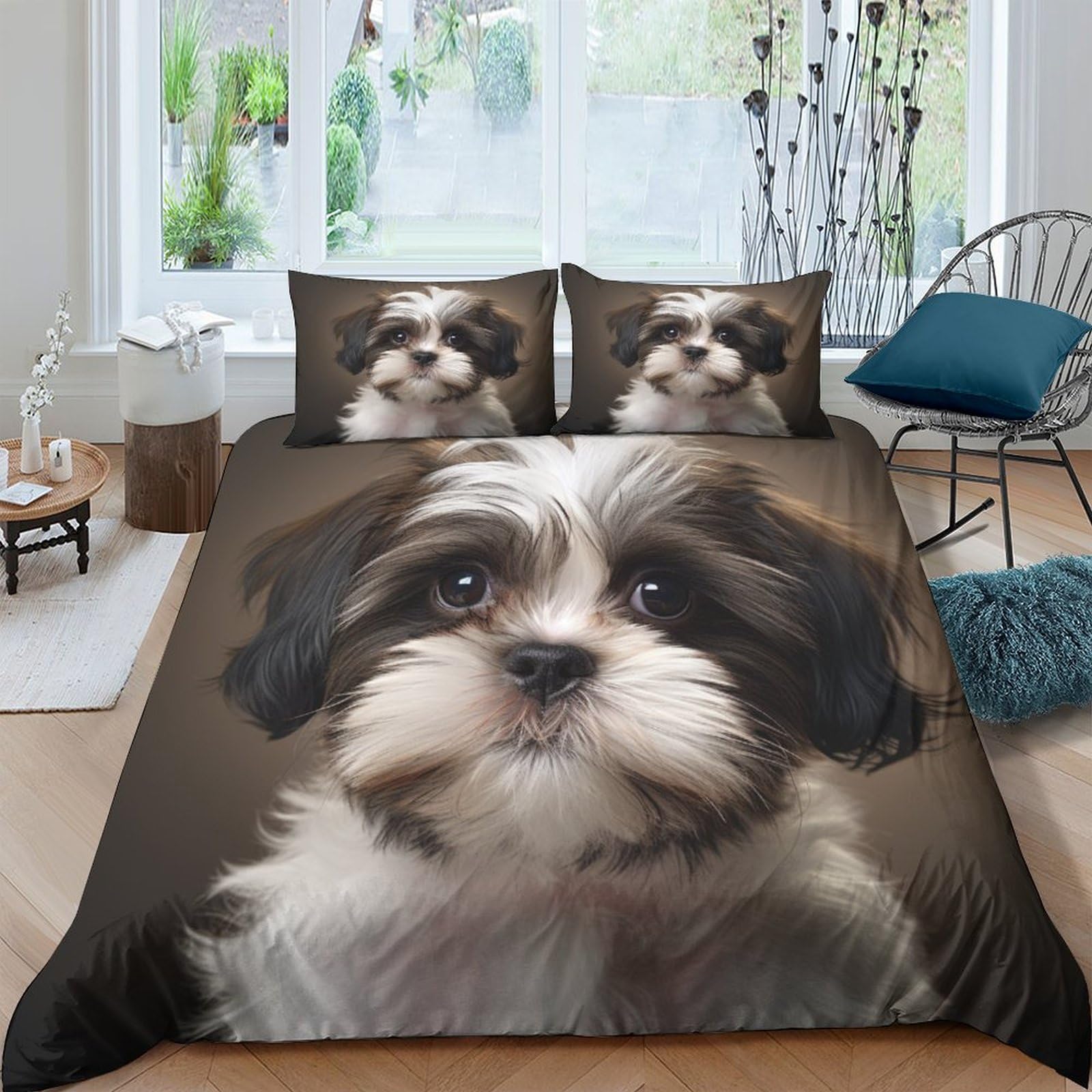 EVMILA Cute Puppy Comforter Covers Duvet Cover Quilt Cover for Boys Girls 3D Printed Dogs Bedding Set with Zipper Closure Soft Microfiber with Pillow Cases 3 Pieces Queen（228x228cm）