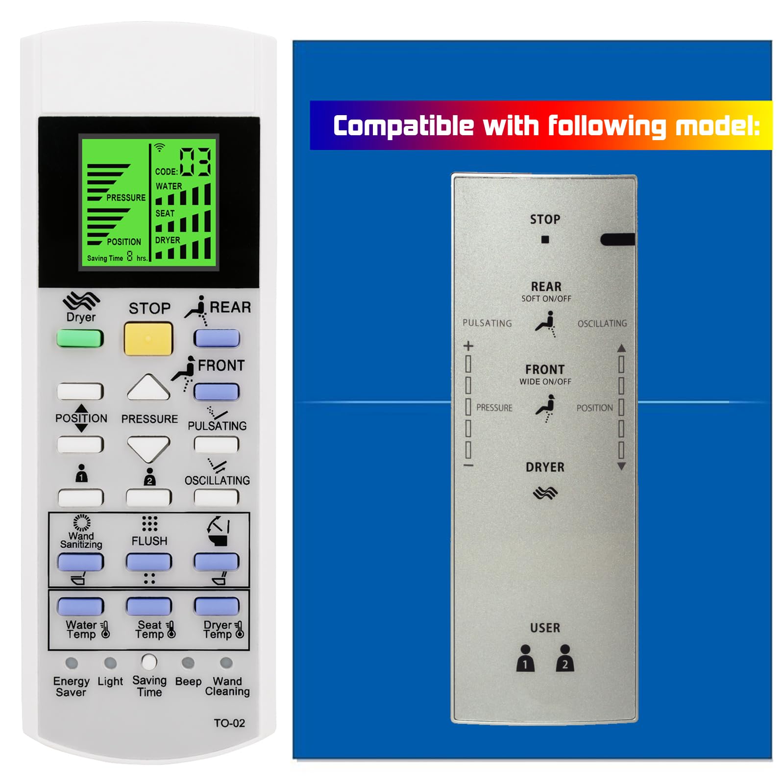 Replacement Remote Control for TOTO Washlet Bidet Toilet Seat SG GL TCF403REGV1 CW512YR WC TCF403EGV1 (UK) TCF6532C3GV1 TCF6532G#NW1 TCF6532SW#NW1 TCF403REG TCF403RESW TCF403REG CW512YR WC