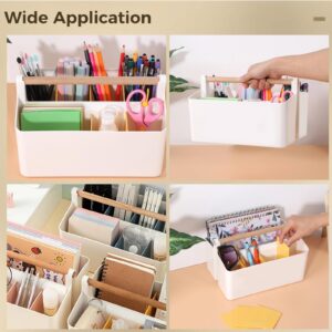 Lnrueg 3 PCS Craft Caddies with Handle,9.8'' x 7.1'' x 5.9'' Caddy Organizer With Handle, Divided Baskets for Pencil Caddy、marker caddy、art bin, Diaper Organizer Caddy with Detachable Dividers