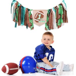 Football One High Chair Banner, First Year Birthday HighChair Decor Football 1st High Chair Banner Sports High Chair Banner Football Party Photo Prop for Baby Shower Birthday Gift