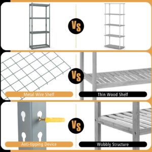 Goplus 4-Tier Metal Shelving Unit, Heavy Duty Wire Storage Rack with Anti-Slip Foot Pads, Height Adjustable Shelves for Warehouse, Kitchen, Living Room, Garage, 12" D x 27.5" W x 60" H