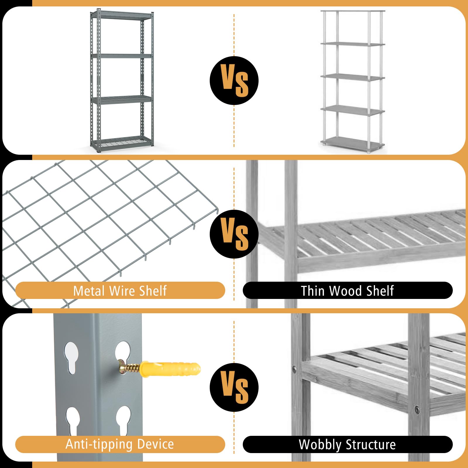 Goplus 4-Tier Metal Shelving Unit, Heavy Duty Wire Storage Rack with Anti-Slip Foot Pads, Height Adjustable Shelves for Warehouse, Kitchen, Living Room, Garage, 12" D x 27.5" W x 60" H